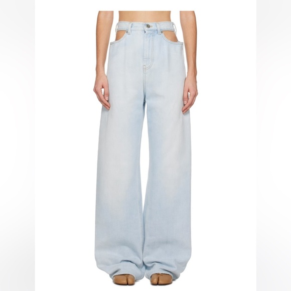 Maison Margiela Jeans Cut Out Light Blue Women's Wide-Leg Jeans Designer size 2